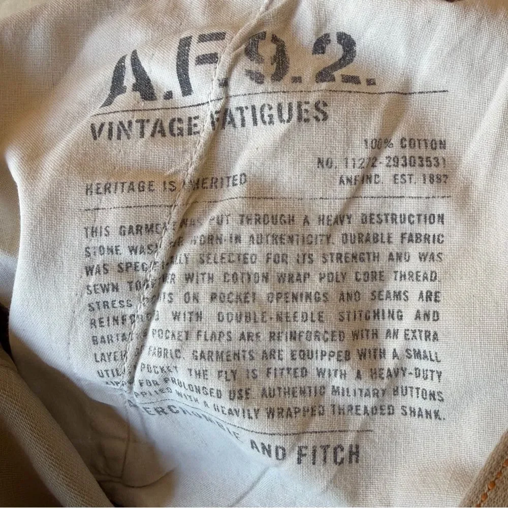 Abercrombie & Fitch AF92 Vintage Cargo Pants Mens 34x30 Beige Wide Leg‎ Utility
